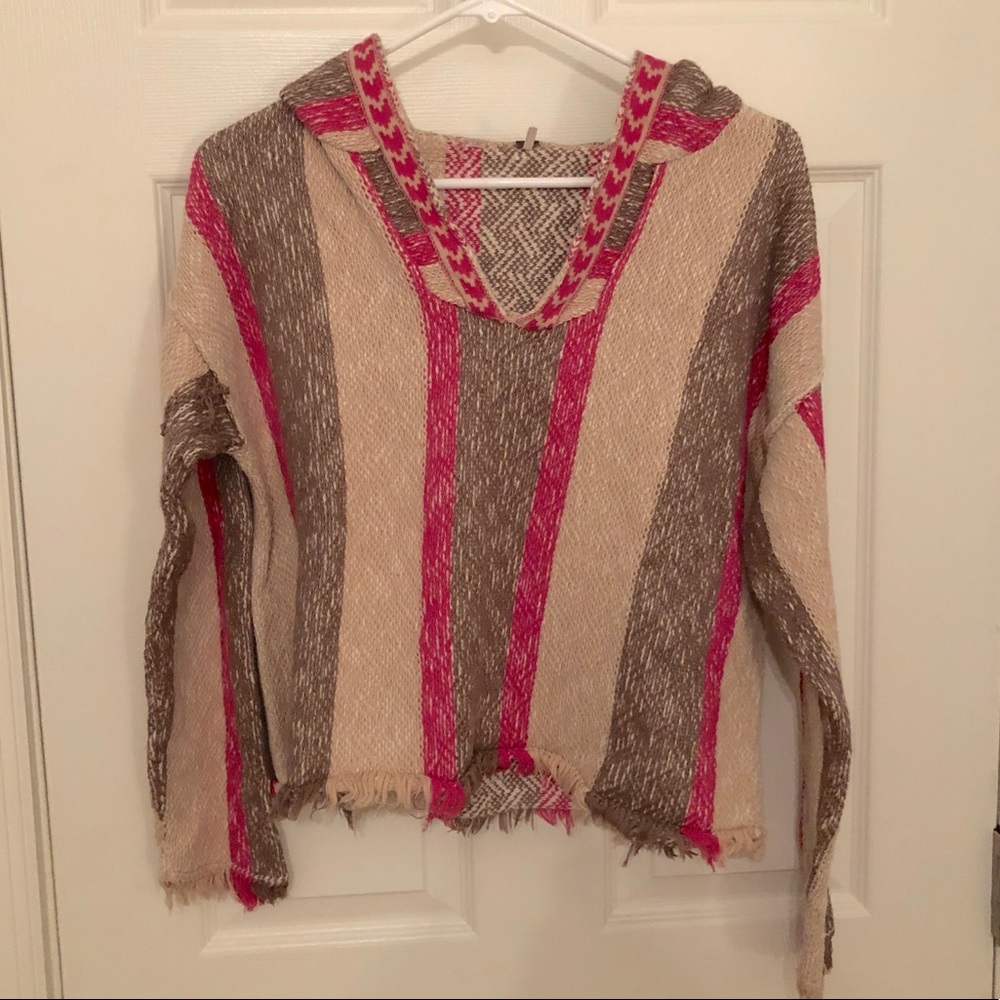 Free People Poncho Hooded Pullover